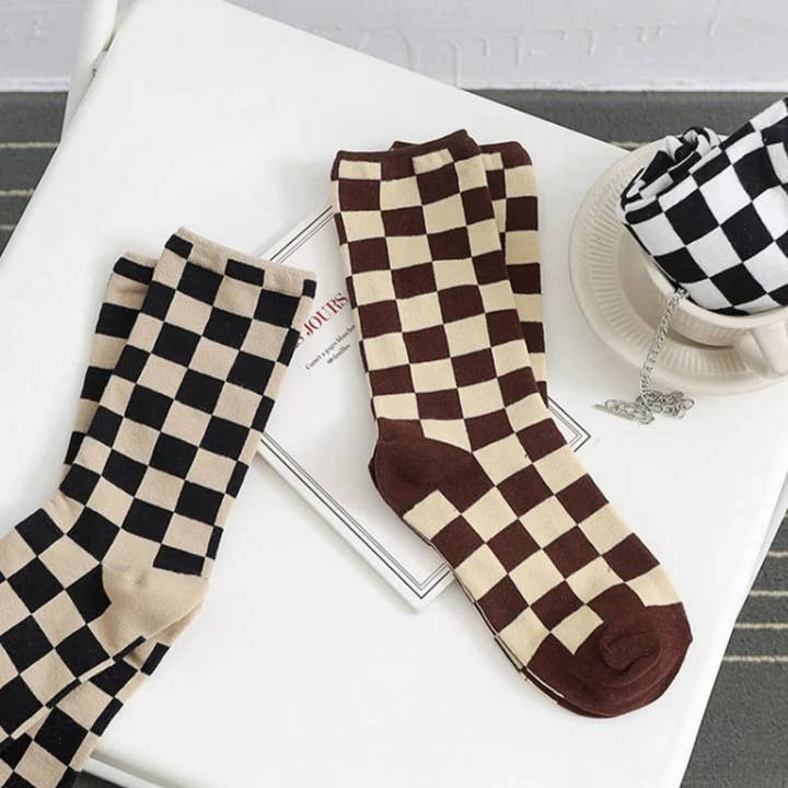 Weavey Studio - Wholesale Socks - Women's - Checkered Socks (High Ankle)