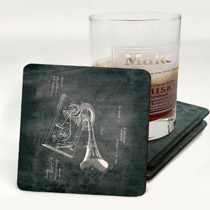 Fresh Prints of CT - Wholesale Coasters - Gramophone 1895 Wooden Drink Coaster
