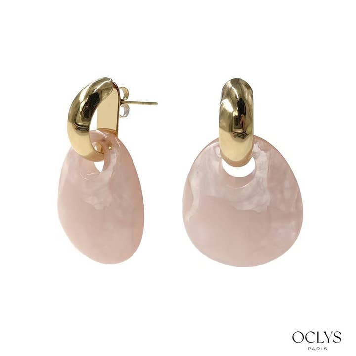 Oclys - Wholesale Dangle Earrings - Resin earrings with gold stainless steel Paola2