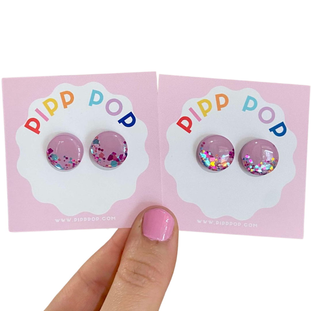 Pipp Pop - Wholesale Stud/Post Earrings - Glitter Resin Studs - 34 Colours Available31