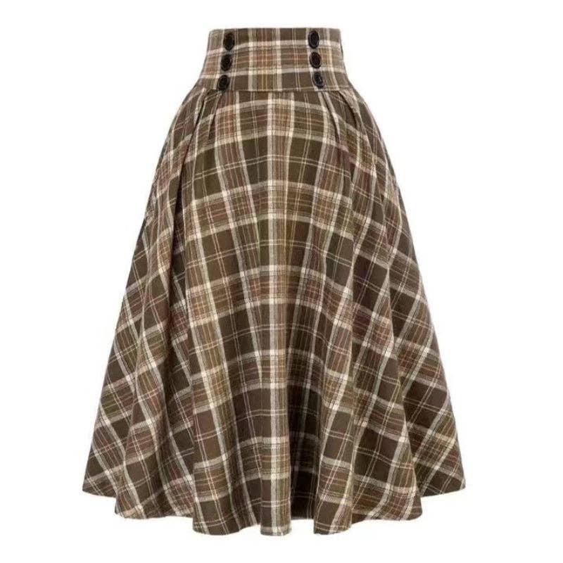 safistyle - Wholesale Skirt - Women's - High-Waisted Plaid A-Line Skirt4