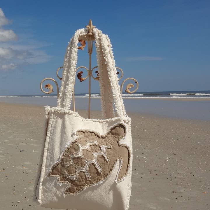 Sandy by the Sea Designs - Wholesale Beach Bag - COASTAL SEA TURTLE BEACH BAG