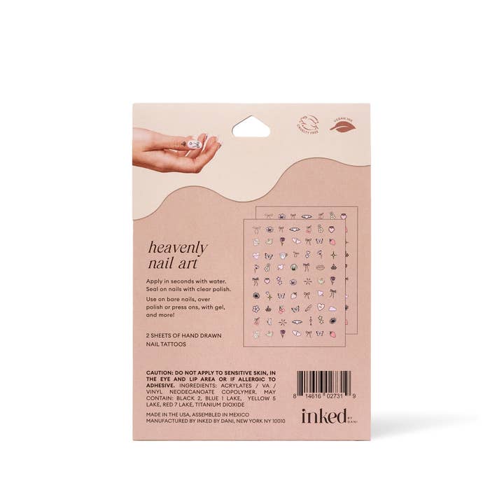INKED by Dani - Wholesale Temporary Tattoo - Heavenly Nail Art Temporary Tattoo Pack