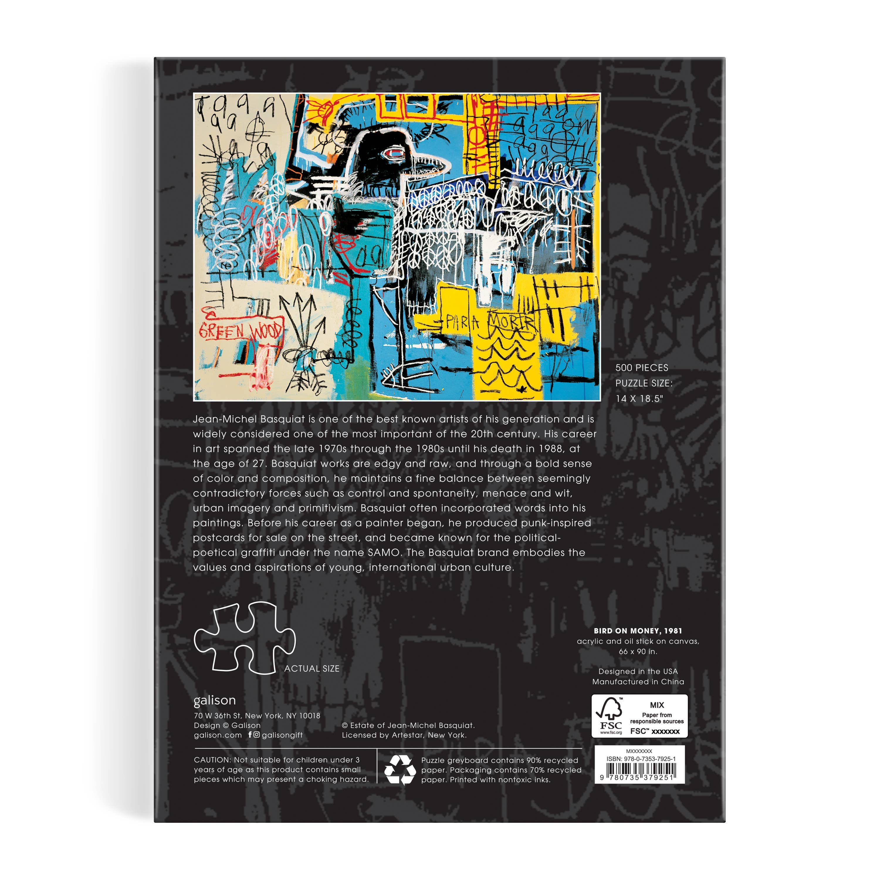 Chronicle Books - Wholesale Puzzle - Adult - Basquiat Bird on Money 500 Piece Book Puzzle3