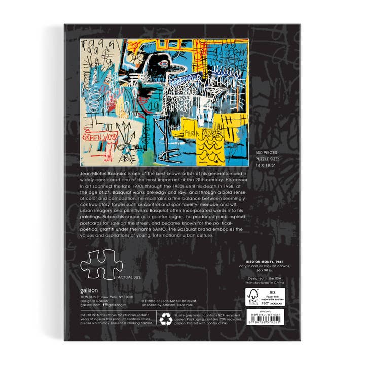 Chronicle Books - Wholesale Puzzle - Adult - Basquiat Bird on Money 500 Piece Book Puzzle3