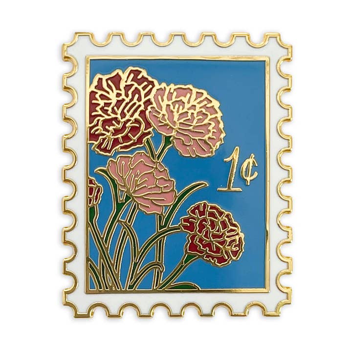 Carnation (January) Birth Month Enamel Pin for wholesale by Sablewood Paper Company