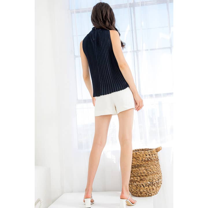 THML – wholesale T-shirt – women's – Sleeveless Smock Neck Plisse Top Woven12