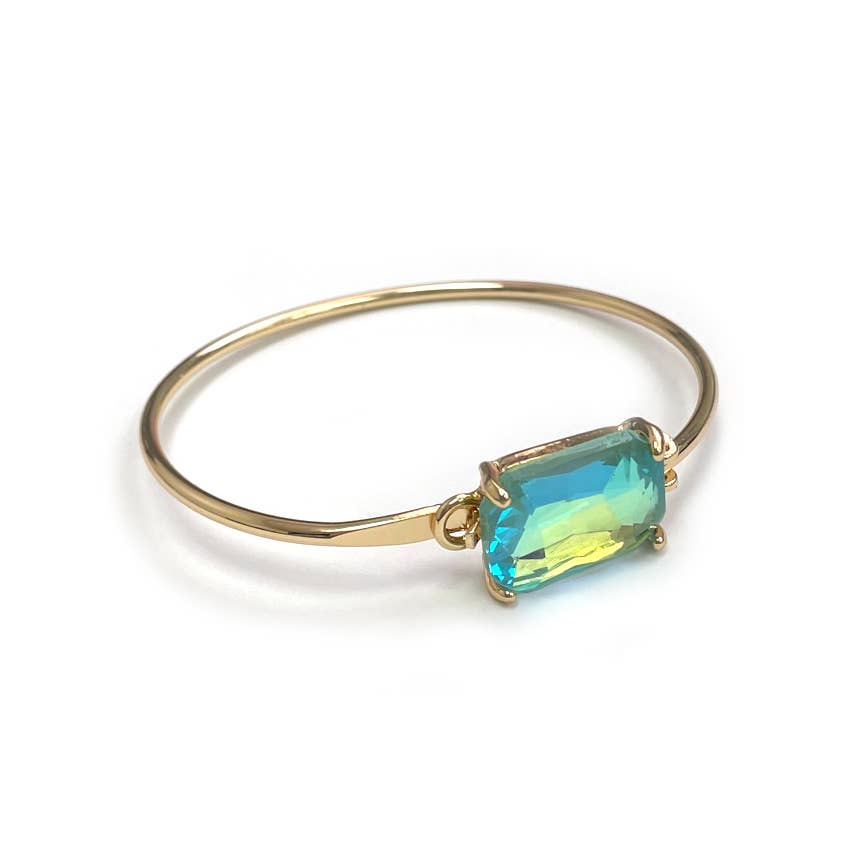 StarryNYC - Venta al por mayor Brazalete - Brazalete de metal rectangular con cristal de vidrio de alta calidad4