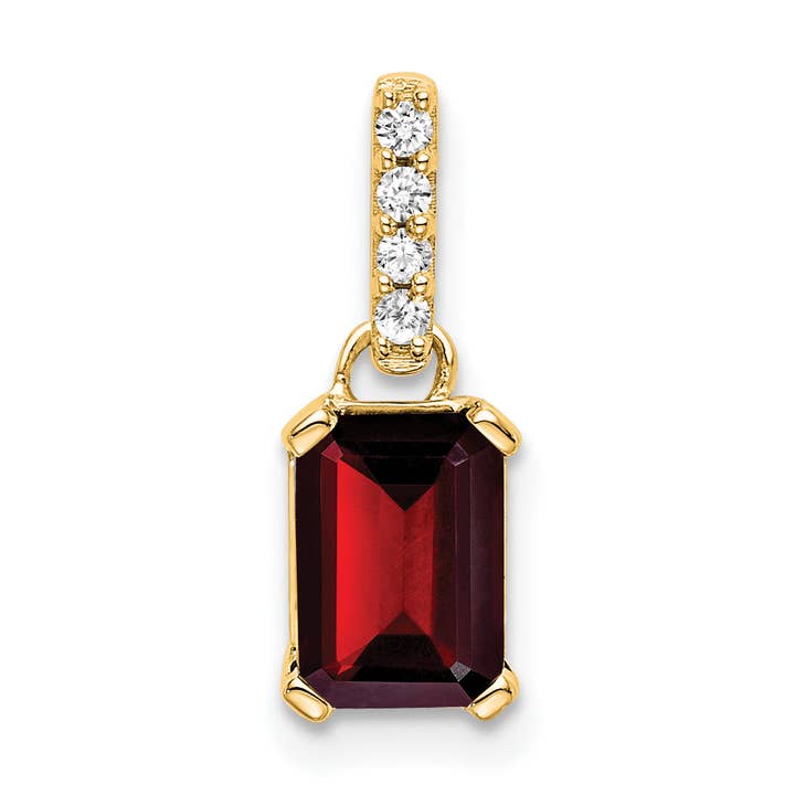 10k Yellow Gold Garnet and Diamond Pendant for wholesale by Sophia Jewelers