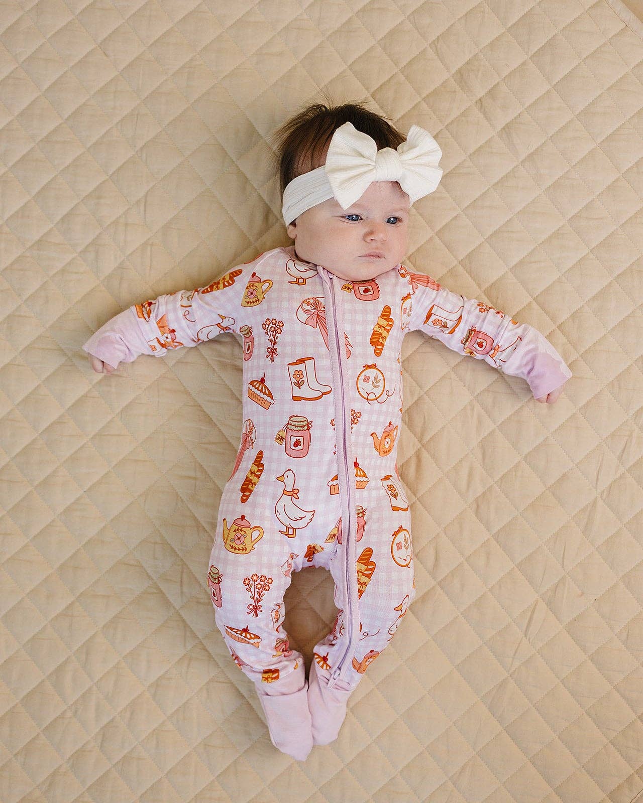 Lucky Panda Kids - Wholesale Jumpsuit - Baby - Bamboo Zip Romper | Cottagecore Cutie3