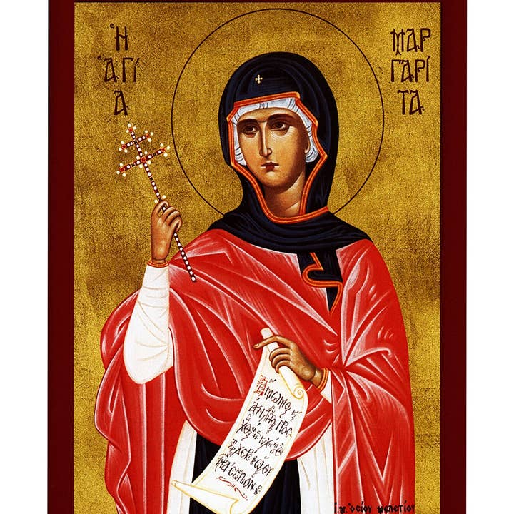 Saint Margaret icon, Handmade Greek Orthodox icon of St Margaret of Scotland, Byzantine art wall hanging wood plaque, religious gift for wholesale by TheHolyArt