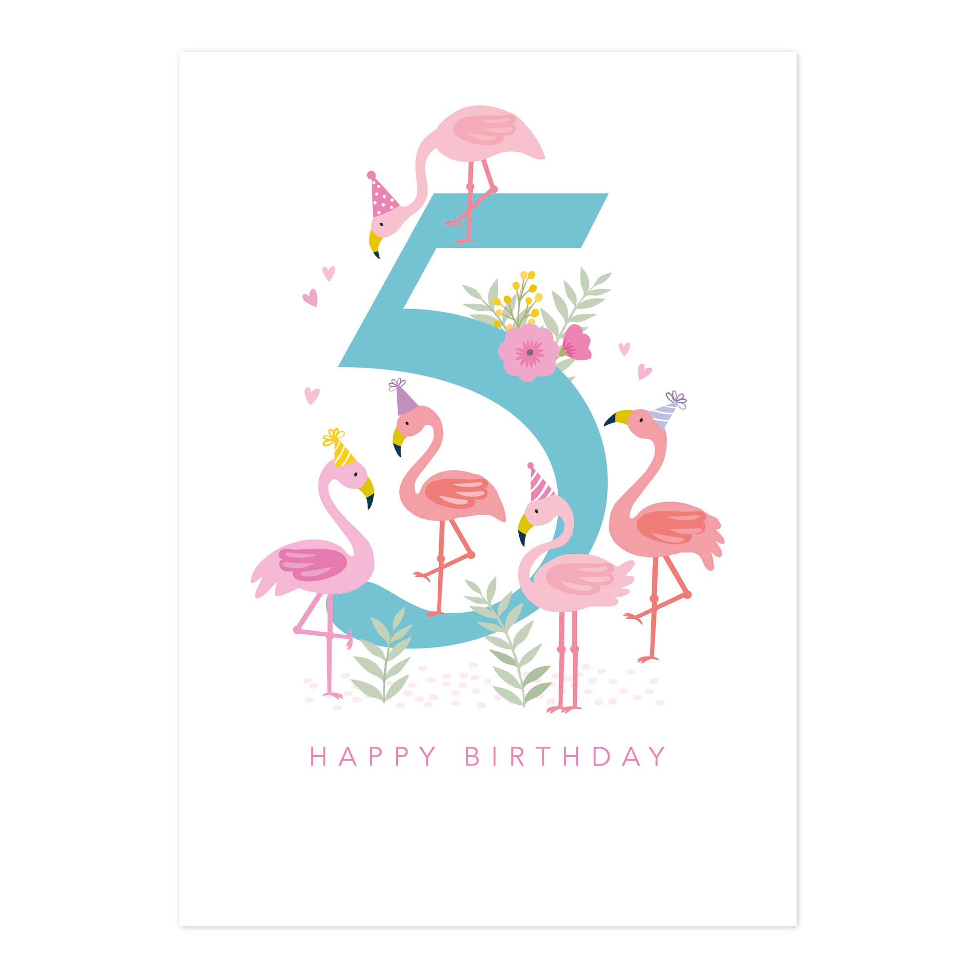 Klara Hawkins – wholesale Birthday card – Happy Birthday Card | Age 5 Flamingo Card / Birthday Girl1