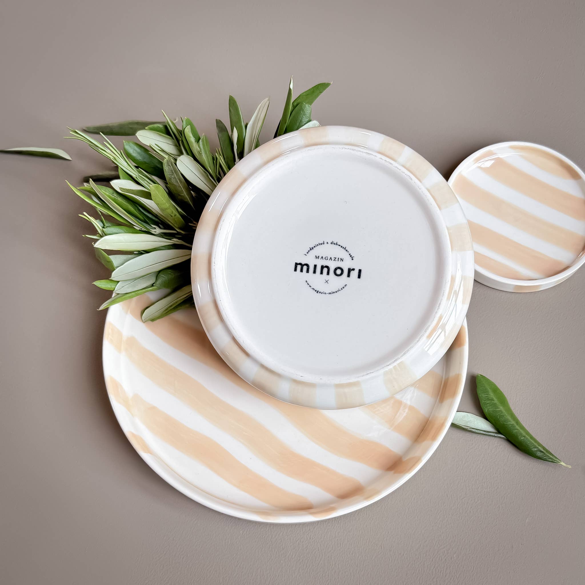 Magazin Minori - Vente Assiette - Assiette Teller Stripes - beige bohème6