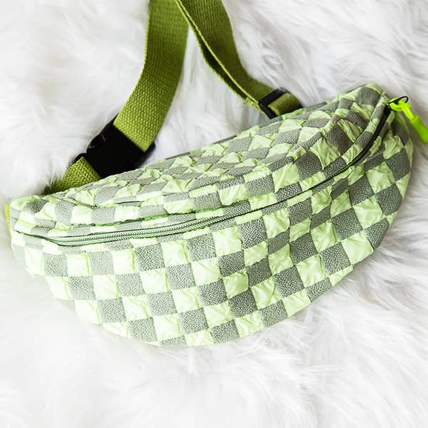 1st Allie - Wholesale Belt Bag - Women's - Checkered Nylon Crossbody Fanny Pack Bum Bag4