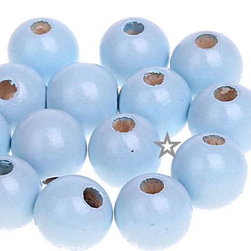 Pack of 500 sky blue wooden beads 12mm for wholesale by Kids and Crea