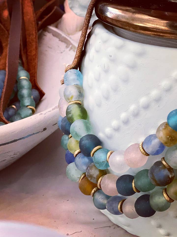 Krobo 3 Strand • Ocean Ave for wholesale by Stephanie Leigh Jewelry