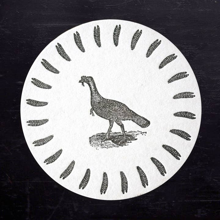 Wild Turkey Coasters for wholesale by Ancesserie Letterpress