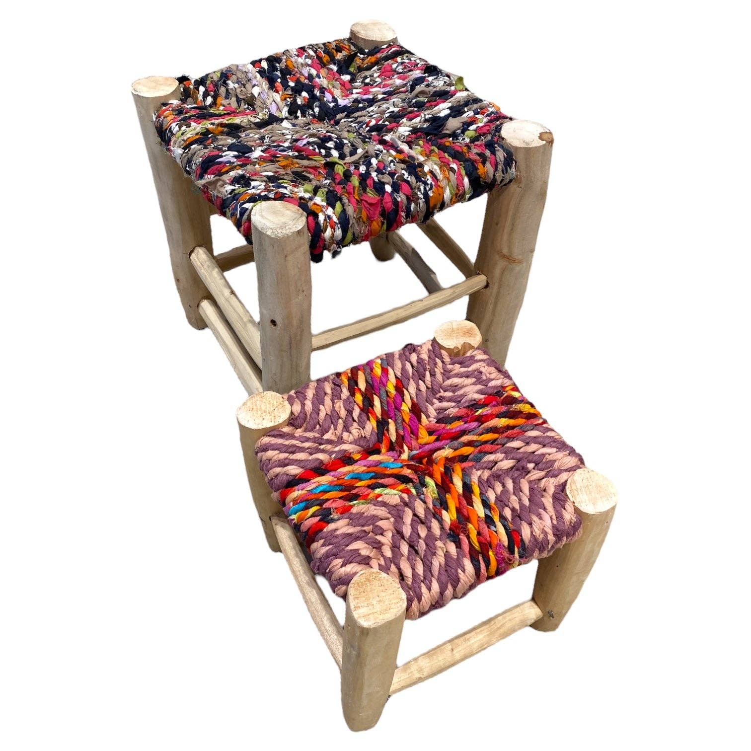 SOUK in the CITY - Wholesale Stool - Boucherouite Stools (set of 2)6