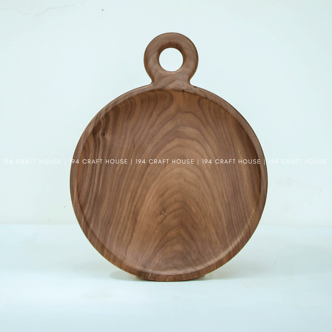 194 Craft House - Vendita all'ingrosso Vassoi da portata - Vassoio Rotondo in Legno di Noce - Piatto in Legno - Decorazione per la Casa & Regali6