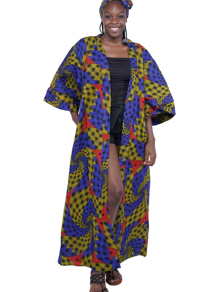 Satsuma Wholesale - Wholesale Kimono – Women's - African Ankara Ladies Casual Long Kimono Jacket | Robe2