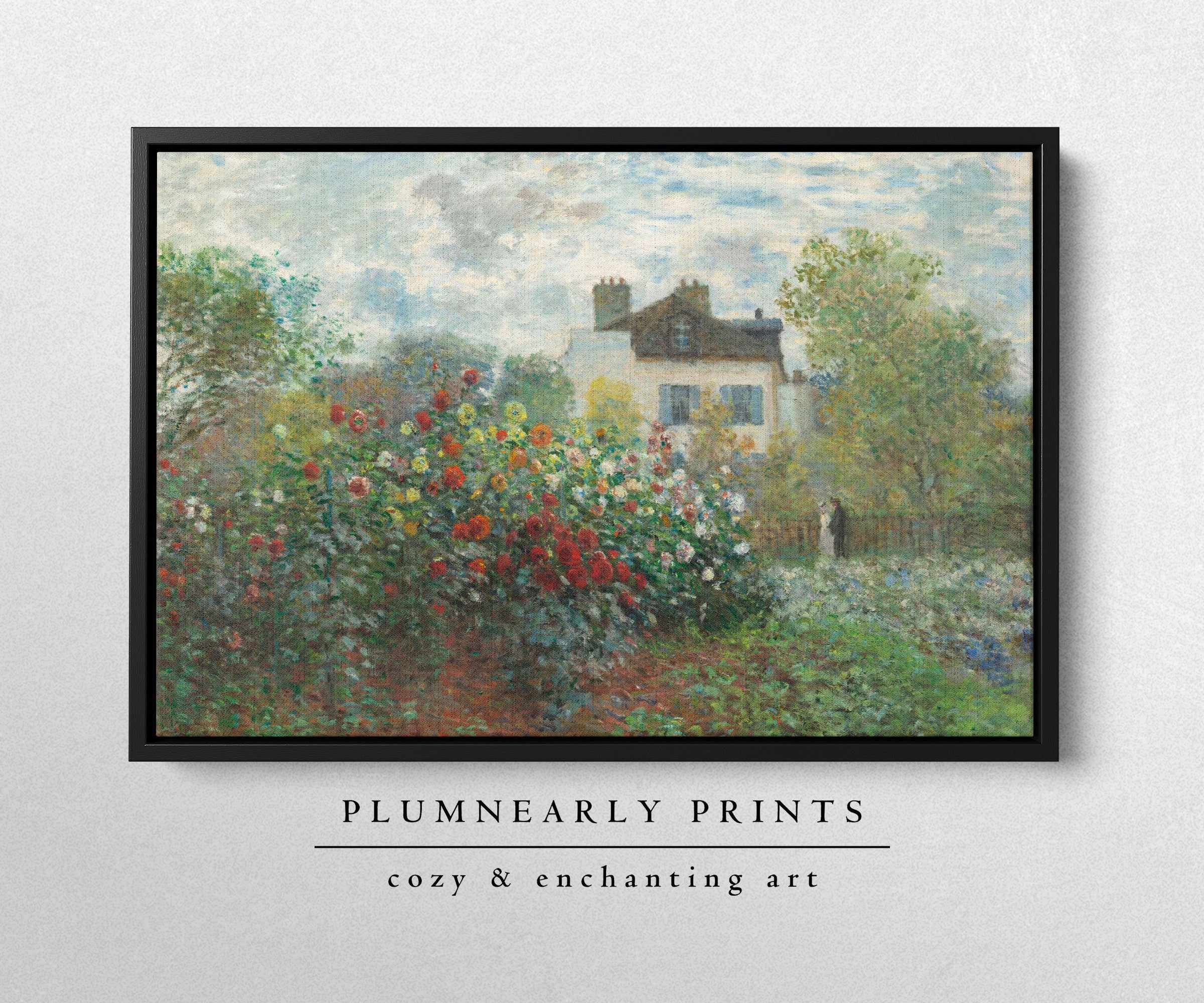 Plumnearly Prints - Wholesale Canvas Art - Monet French Cottage Garden Oil Painting Framed Canvas Art 11