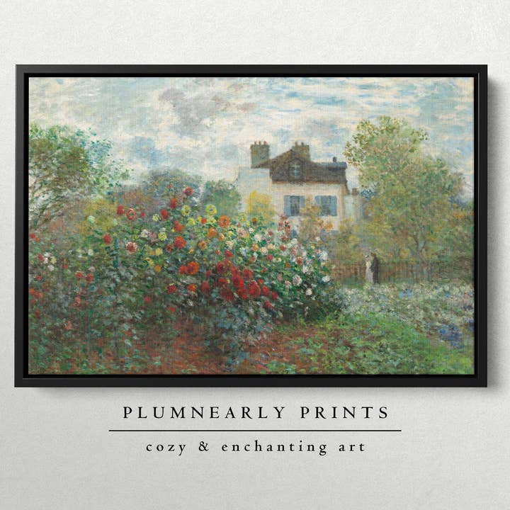 Plumnearly Prints - Wholesale Canvas Art - Monet French Cottage Garden Oil Painting Framed Canvas Art 11