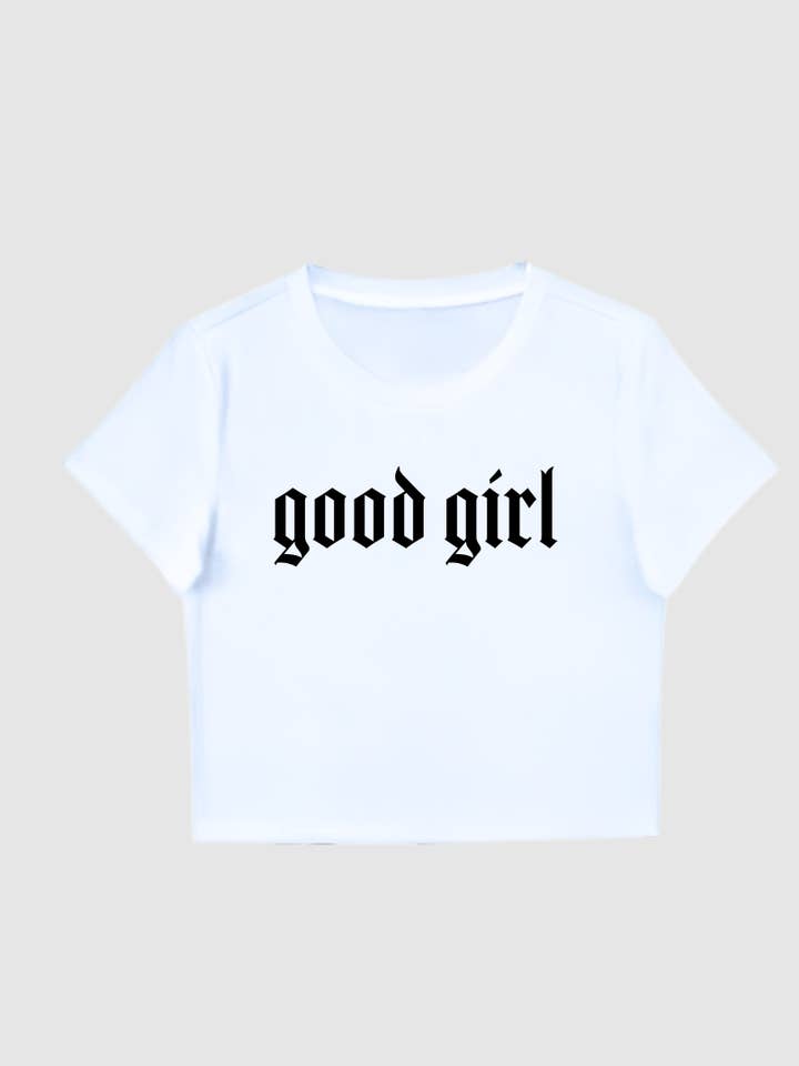 Good Girl, Y2K Gothic Alternative Kink Crop Top for wholesale by Wickedly Divine Shop
