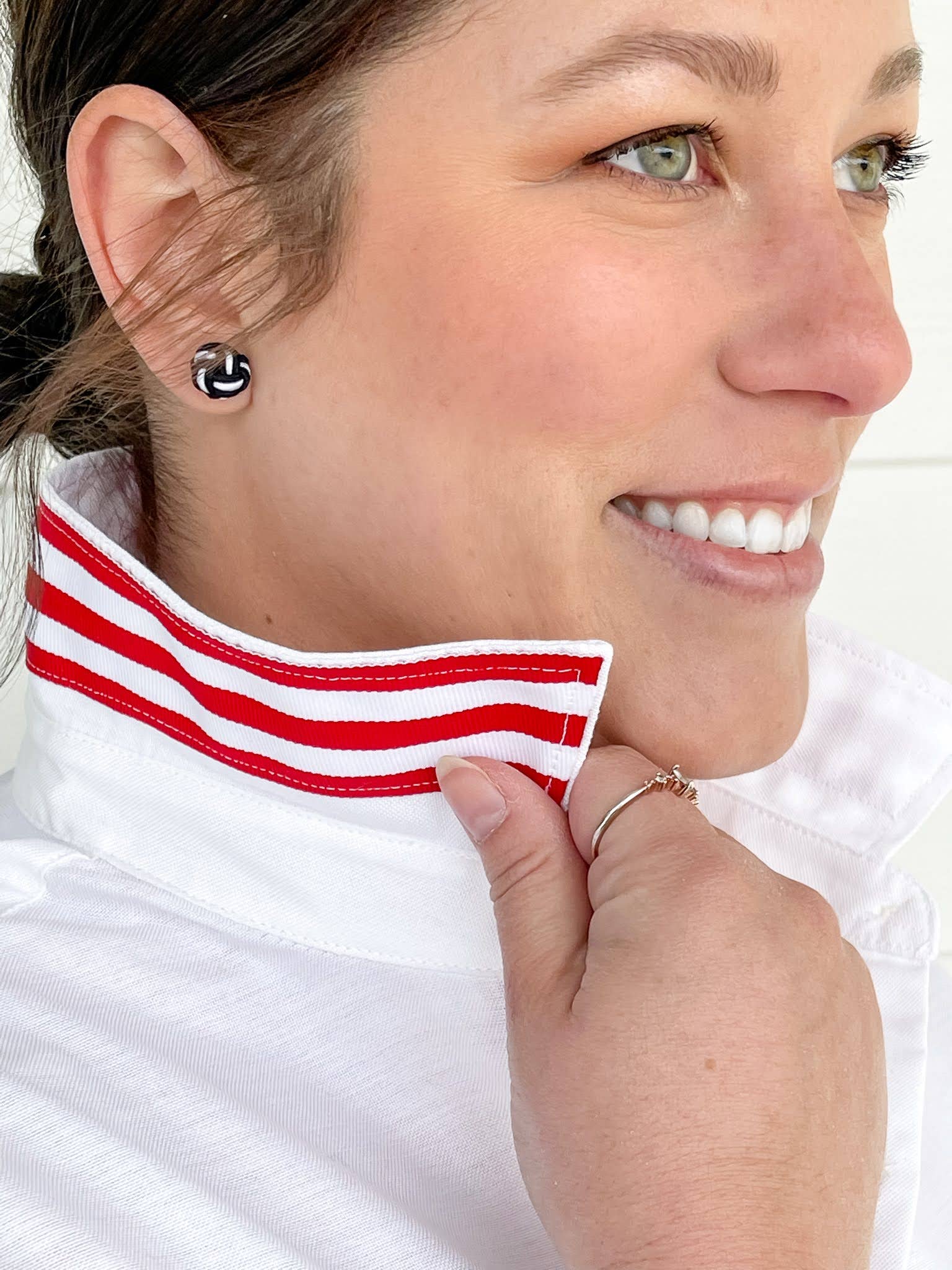 Audrey Ribbon FC - White w Red & White Stripe Ribbon for wholesale on Faire2