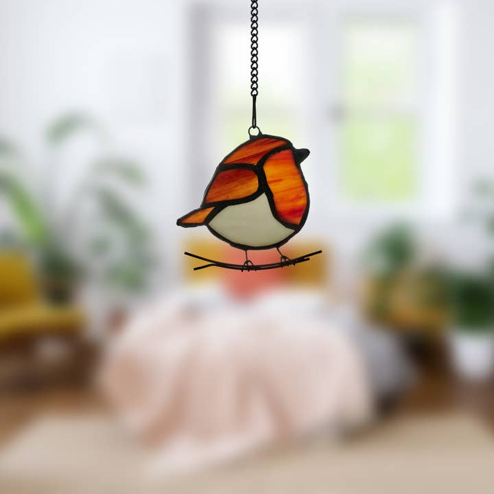 River of Goods - Wholesale Decorative Panel - 4.5"H Adorable Single Bird Stained Glass Window Panel