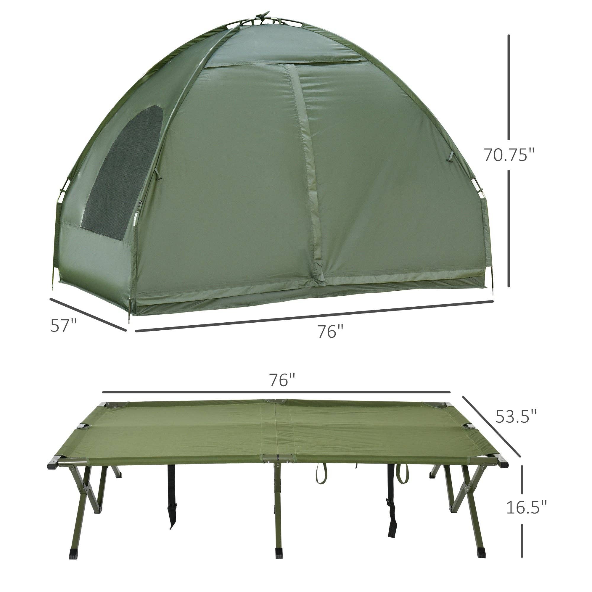 39F Inc. - Wholesale Tent - 2-Person Foldable Camping Cot Tent with Air Mattress, Green6