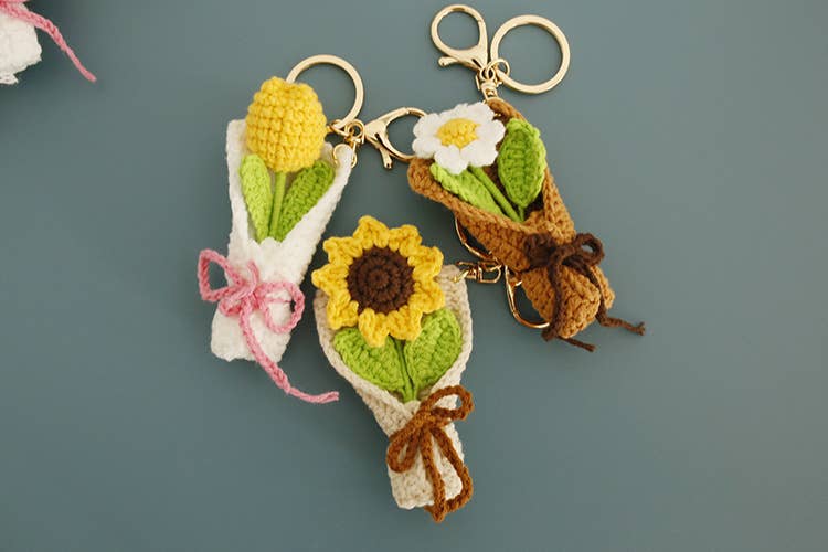 Tourtiwi - Wholesale Keychain - Women's - Handmade Crochet Tulip Daisy Sunflower Keychains10