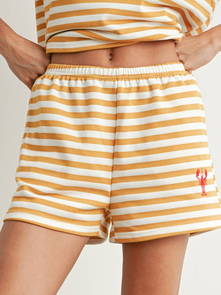 BUTTERMELON - Wholesale Shorts - Women's - Garterized Striped Shorts - BMP7661