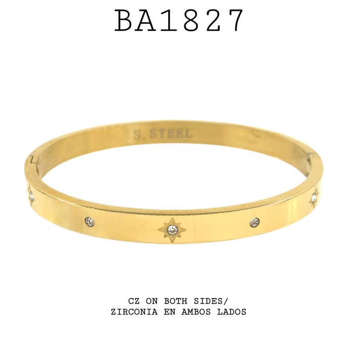 Hvid CZ S. Stålhængslet CZ armbånd størrelse 7" i for engroshandel hos Nisso & Co. NYC Jewelry Wholesale