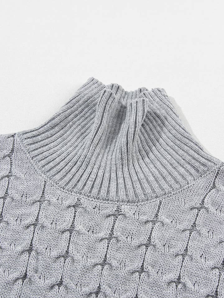 FASHION BLVD - Wholesale Knit Sweater - Women's - FB Cable Knit Turtleneck Batwing Short Sleeve Sweater3