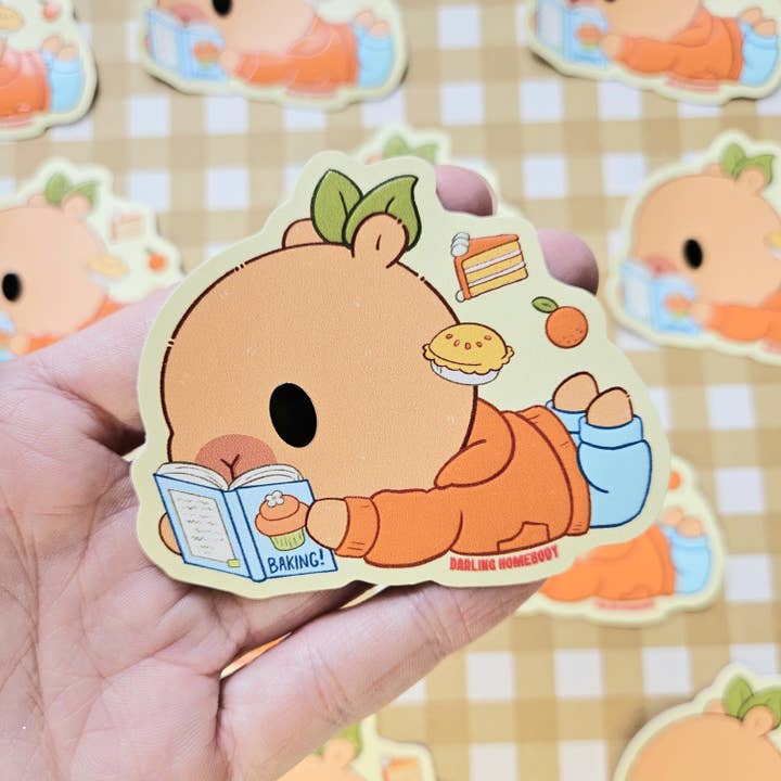 Darling Homebody - Wholesale Sticker - Capybara Reading 2024 Limited Edition Sticker. Raised Texture Effect.