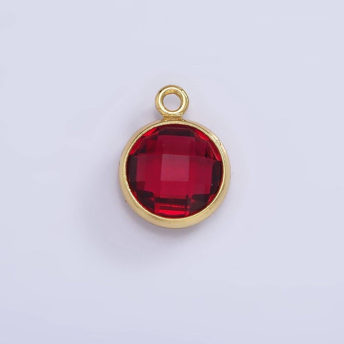 Aim Eternal - Wholesale Individual Charm/Pendant - 9mm Round BIRTHSTONE Cubic Zirconia Circle Gold Charm Add on Component For Jewelry Making | N-1209 N-12100