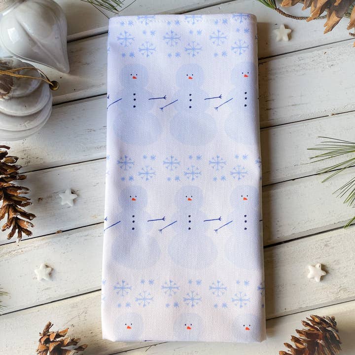 Let It Snowman Tea Towel for wholesale by tiny farmhouse by Amy McCoy