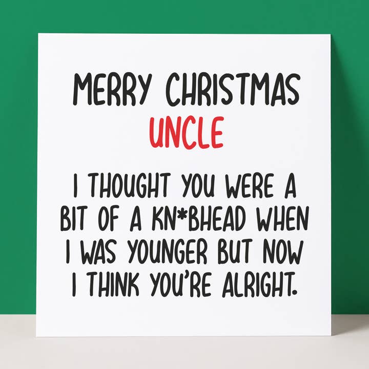 KNOBHEAD UNCLE - CHRISTMAS CARD for wholesale by Pack a Punch Designs