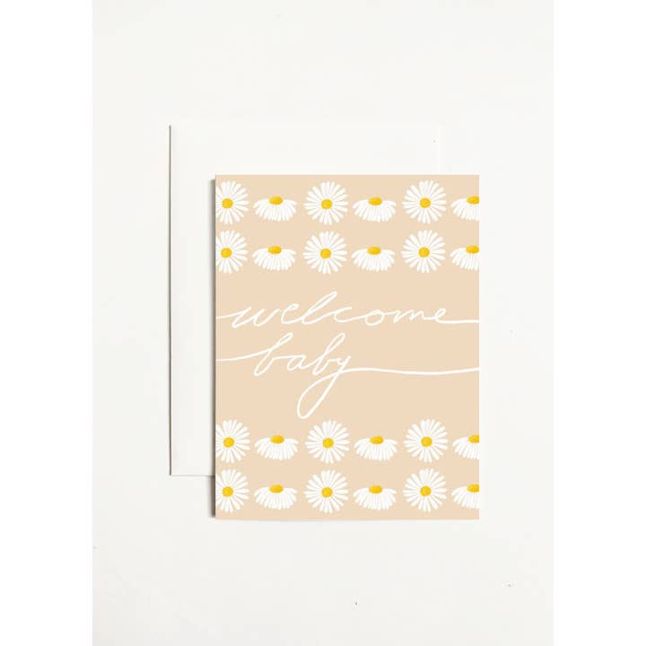 k.Patricia Designs - Wholesale Baby Card - Welcome Baby - Neutral Daisies