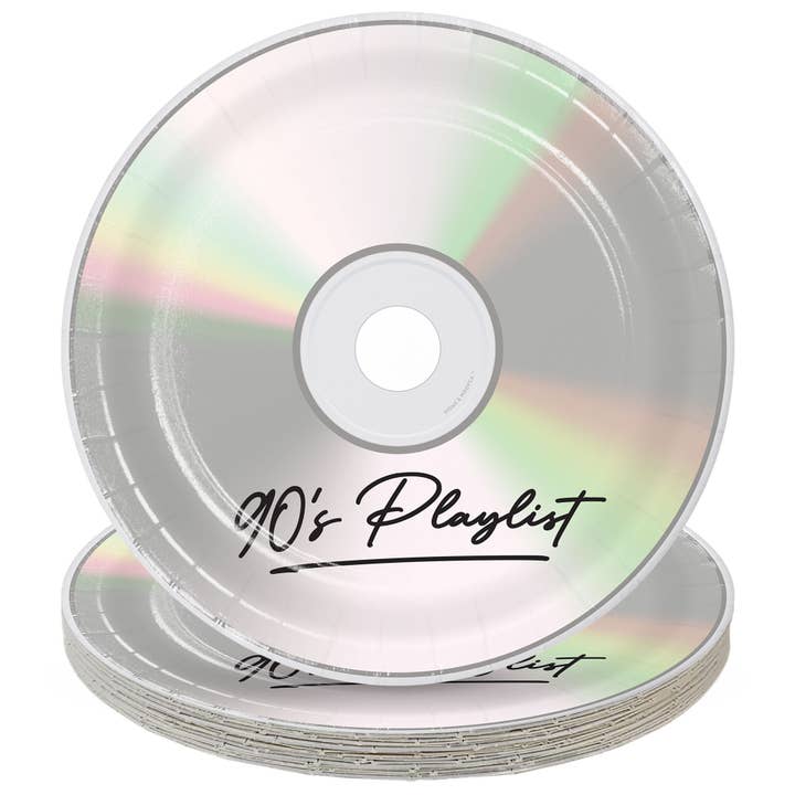90's Theme CD Party Dinner Plate (16ct) for wholesale by Home & Hoopla