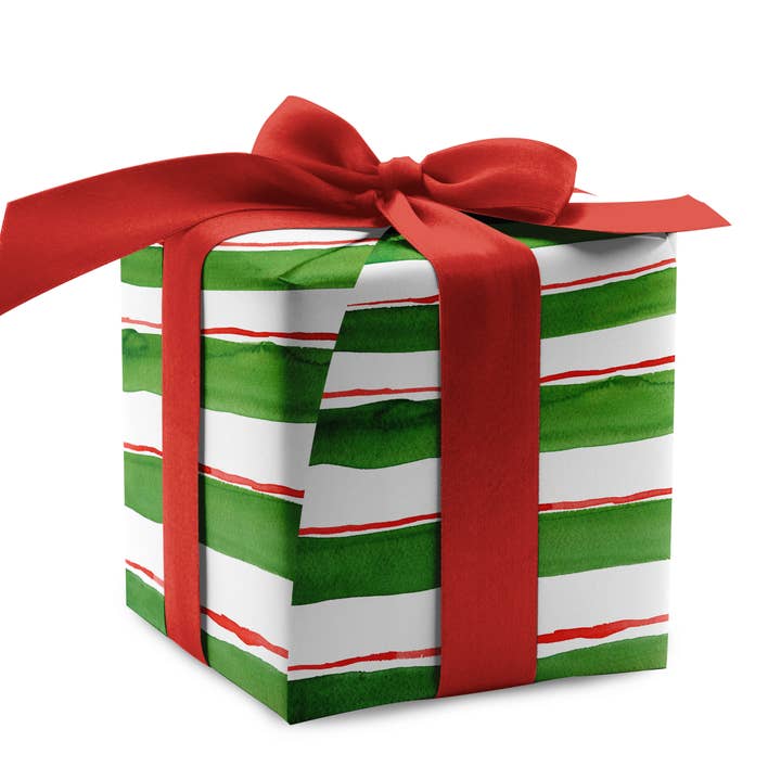 Good Sheila - Wholesale Flat Wrap - Green Stripes Gift Wrap