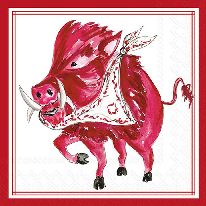 Boston International - Wholesale Disposable Napkin - Paper Cocktail Napkins 20 Ct White Boar Hometown Pride