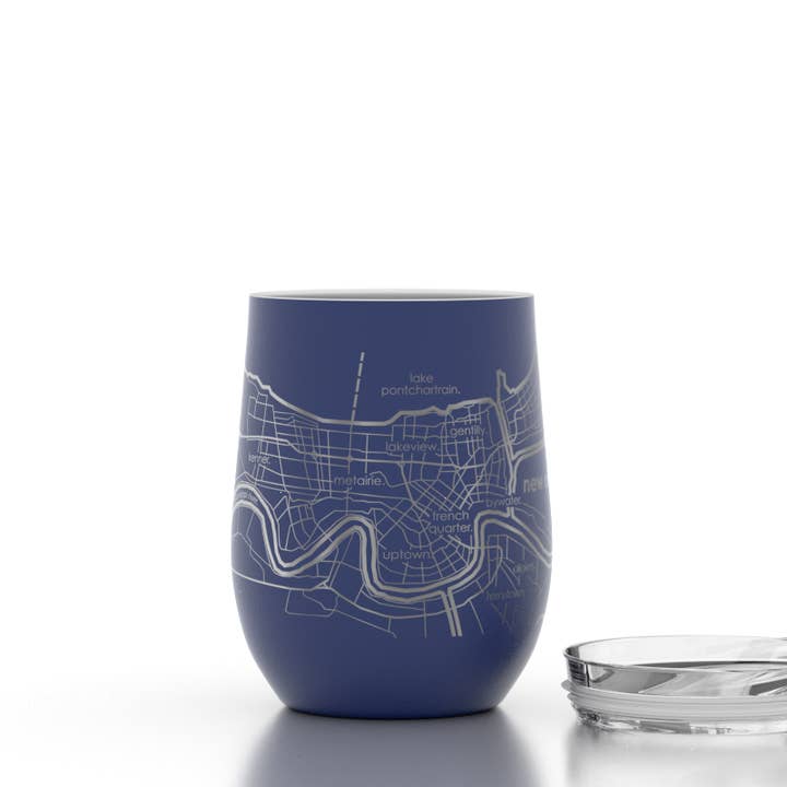 Well Told - Wholesale Insulated Mug/Tumbler - New Orleans LA Map 12 oz Insulated Wine Tumbler