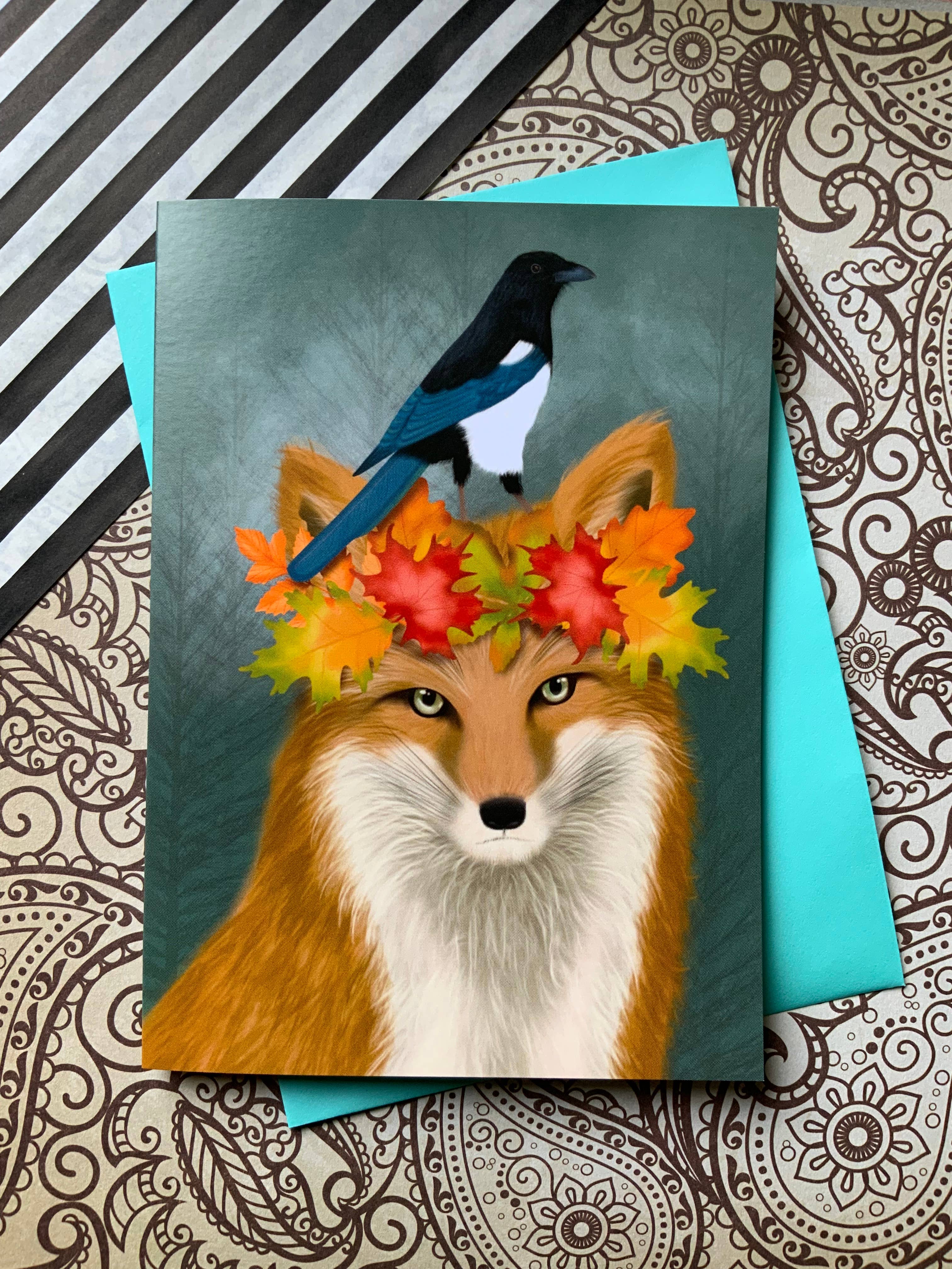Crimson Finch - Wholesale Everyday Greeting Card - Harvest. Woodland Fox Greetings Card