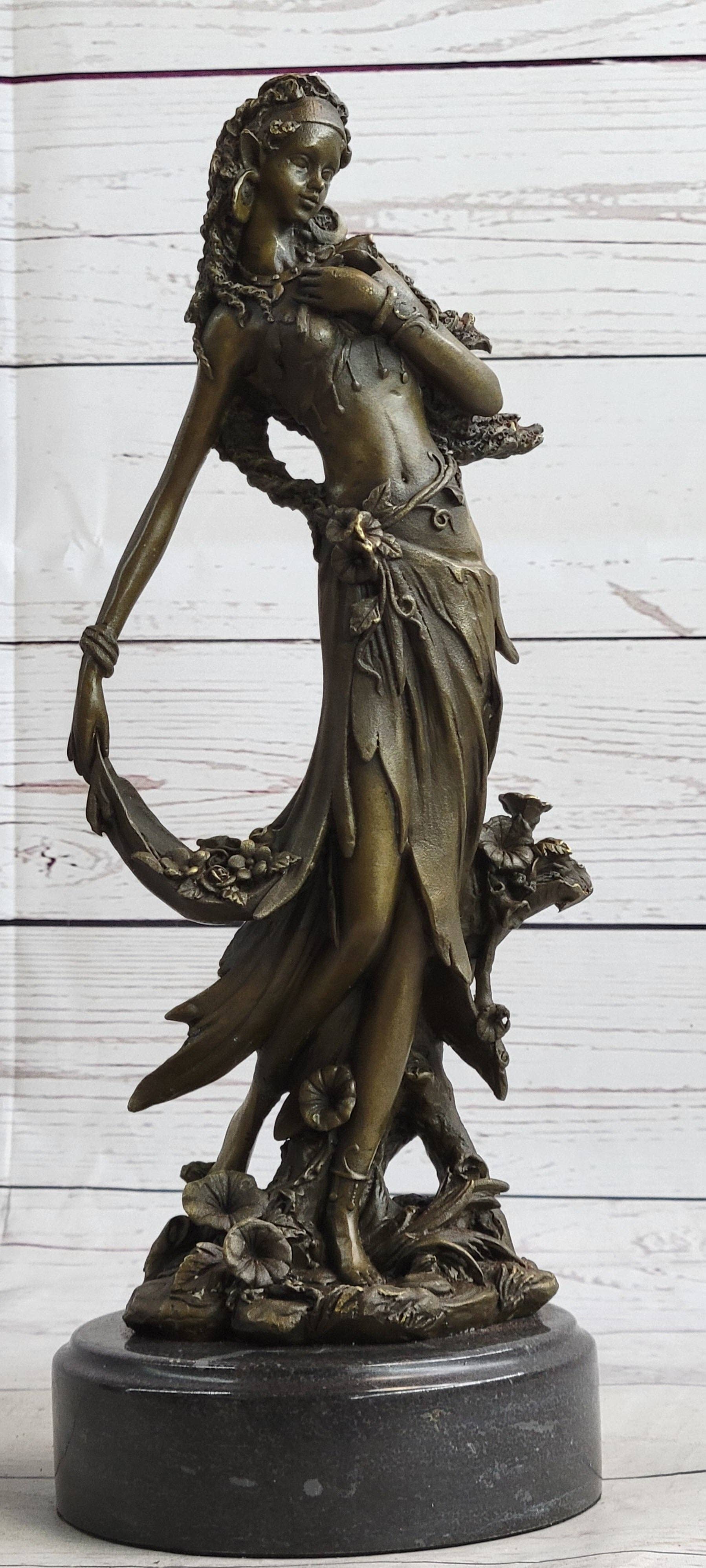 Bronzhaus - Wholesale Sculpture - Gaia Earth Mother Nymph Female Figure Bronze Sculpture Statue on Marble Base2