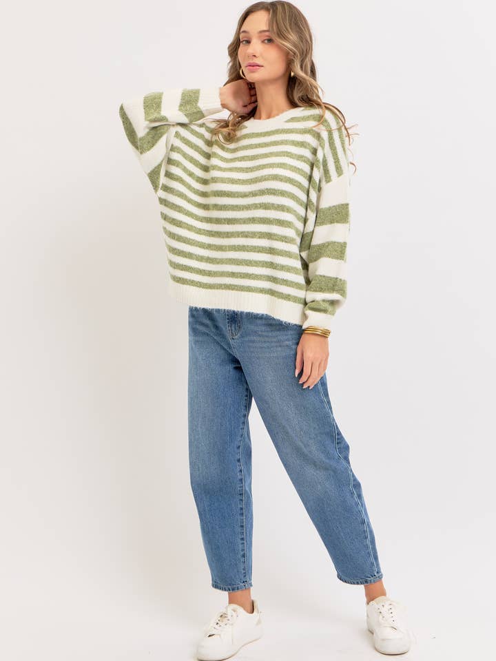 Sweet Lovely by Jen - Wholesale Knit Sweater - Women's - SOFT COZY EVERYDAY WARDROBE STRIPED KNIT SWEATER 14