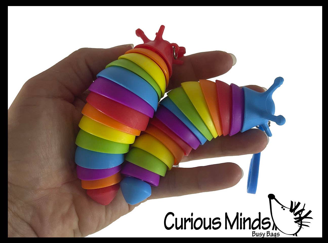 Curious Minds Toys - Wholesale Fidget Toy - Kids - 1 Small Fidget Slug on Clip Articulated Jointed Moving Slug1