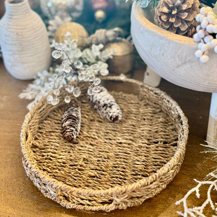 Plateau Rond en Herbe de Mer WG-1013 pour la vente par Collins Painting & Design