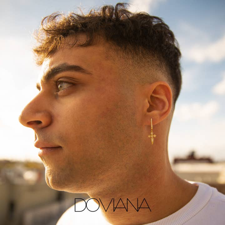 DOVIANA - Venta al por mayor Pendientes de aro pequeños - Pendientes góticos Cruz CZ3