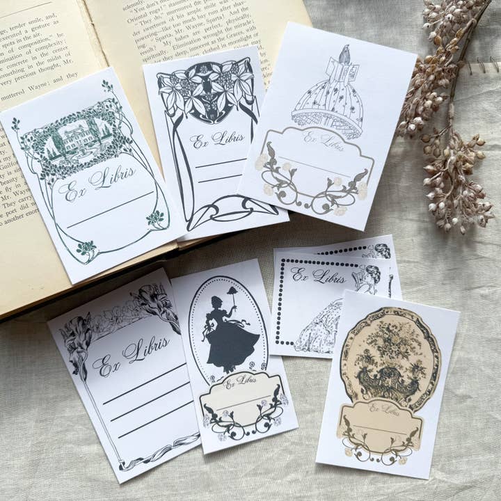 Bookplate Pack- Book Related Gifts- Black and White for wholesale by A House of Books